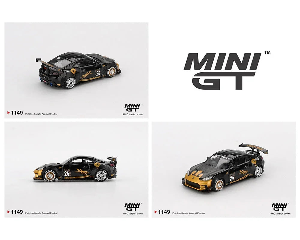 Mini GT 1:64 Toyota GR86 Liberty Walk LBWK #24 Black Gold Diecast Model Car – MGT01149-R