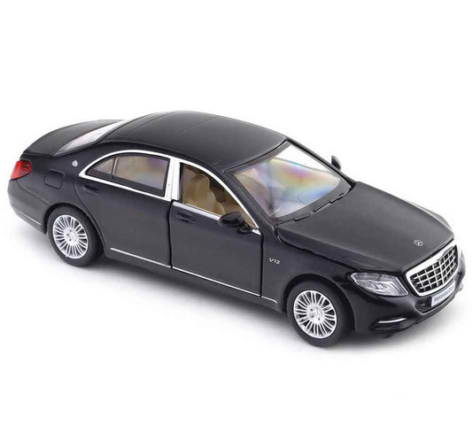 MSZ 1:32 Mercedes-Benz S600 Diecast Luxury Sedan, Black – Pull Back Model Car with Opening Bonnet for Collectors