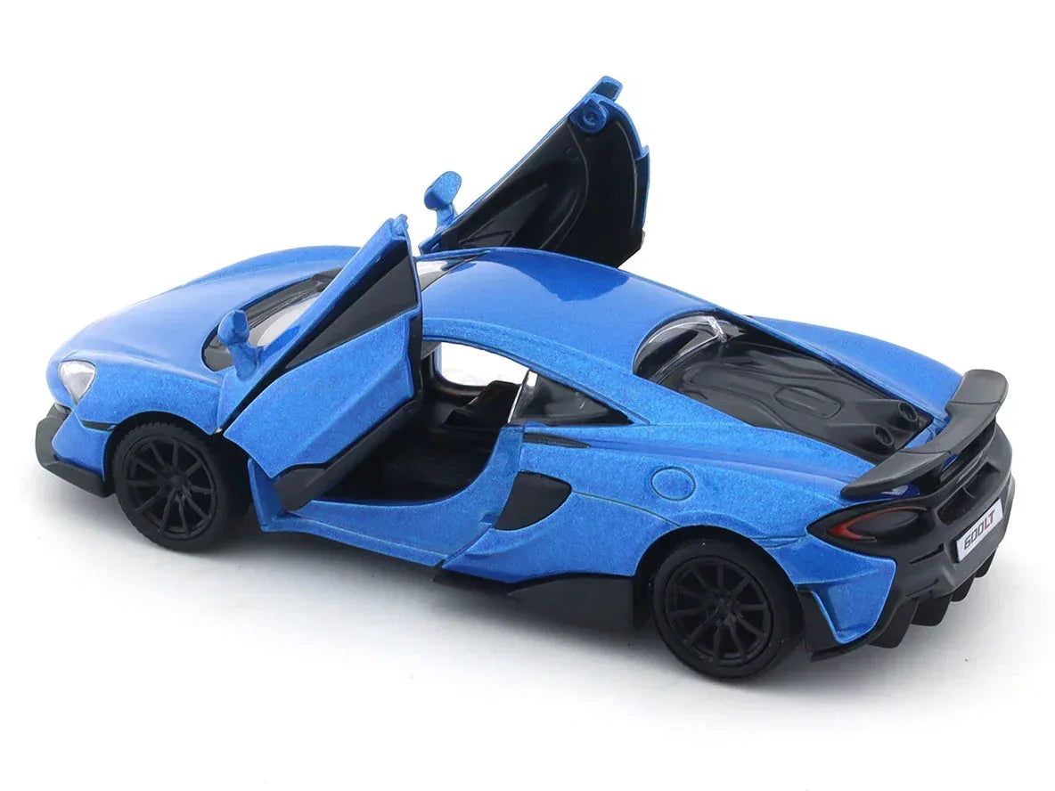 RMZ City 1:36 McLaren 600LT Diecast Car Model – Opening Doors, Pull Back Metal Body Supercar (Blue & Orange Variants)