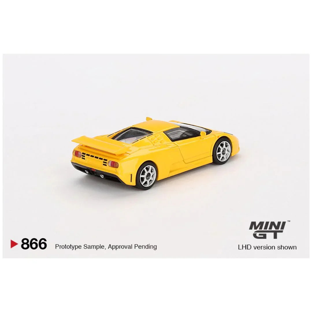 Mini GT #866: Bugatti EB110 Super Sport Giallo Bugatti 1:64 - Jaiman Toys