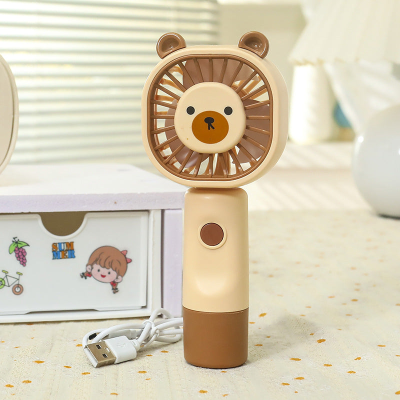 Portable Handheld Mini Fan – Cute Bear Design Personal Cooling Fan for Travel, Office & Outdoor Use (Pack of 1)