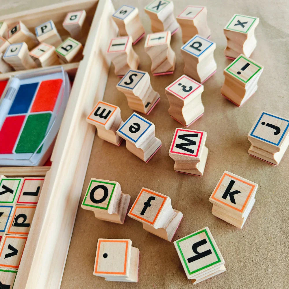 Open Ended My Wooden Stamp Kit - Alphabets - Jaiman Toys