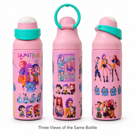 Hunrtix 710ml Insulated Water Bottle with Straw & Carry Loop – Pink