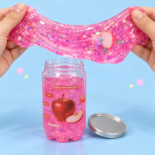 Fruit Milkshake Glitter Slime with Fruit Charm – Stretchy Sensory Play Toy, 1 Random Assorted Container