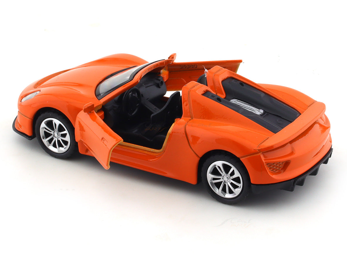 Road Burner 1:36 Orange Die-Cast Sports Car with Pull-Back Action & Opening Doors