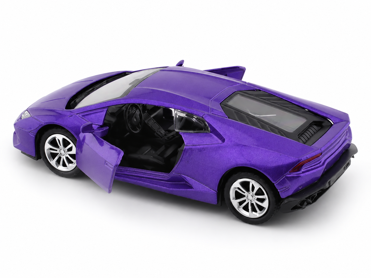 Road Burner 1:36 Purple Die-Cast Sports Car with Pull-Back Action & Opening Doors