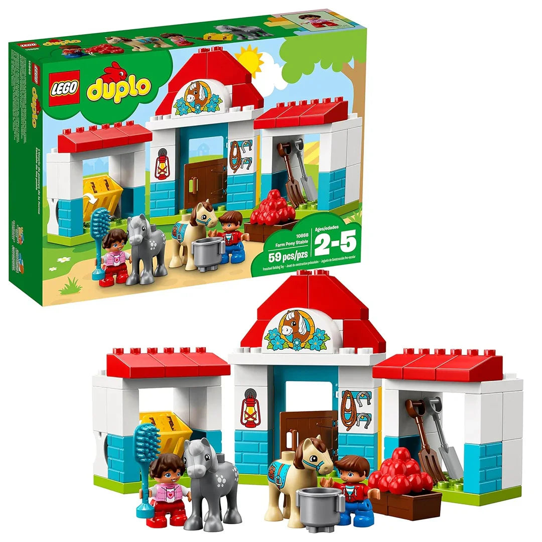 LEGO 10868 DUPLO Town Farm Pony Stable Building Kit – 59 Piece Educational Set for Toddlers