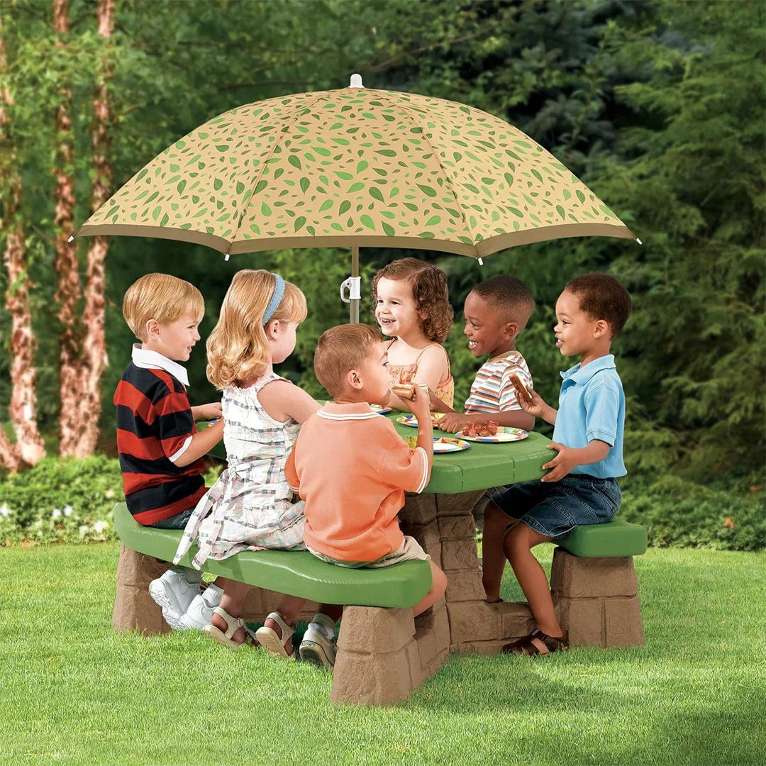 Step2 Naturally Playful Picnic Table with Umbrella – Kids Outdoor Play Table - Jaiman Toys