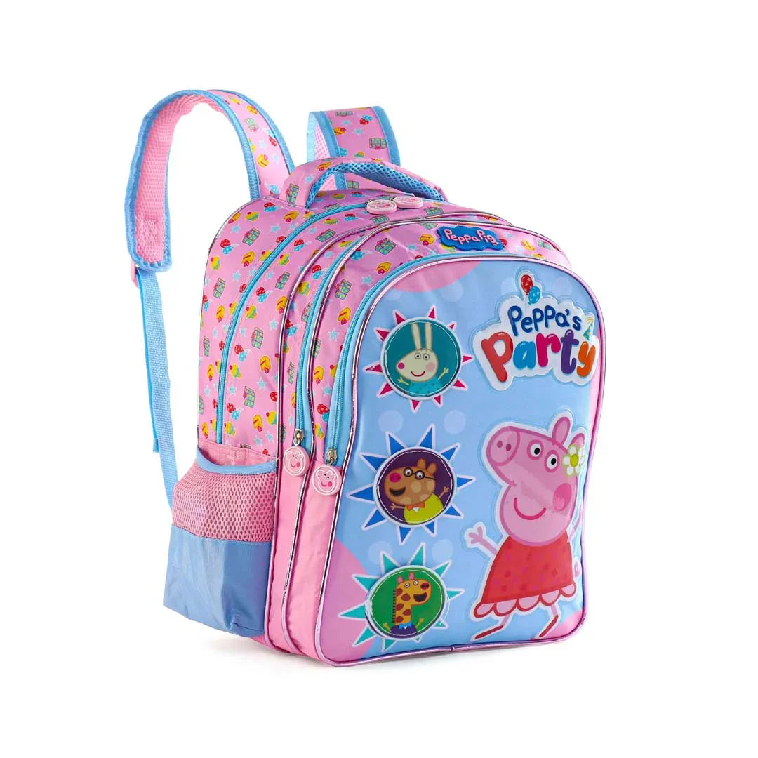 Peppa Pig Premium School Backpack Pink and Sky Blue - 16 inches - Jaiman Toys