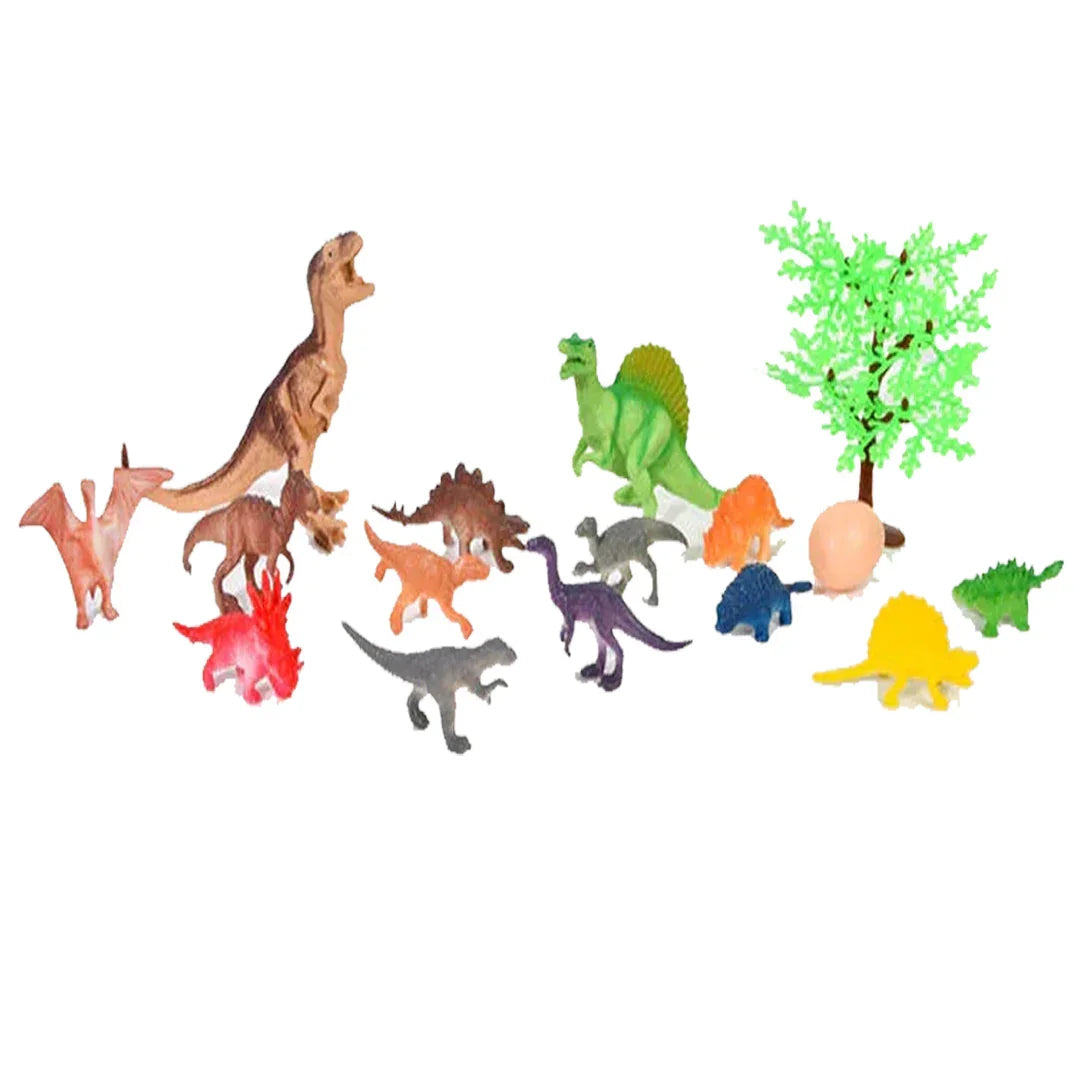 Dinosaur Toy Jar – 13 Piece Educational Playset with Dinosaurs, Eggs & Trees | Dino Figures Set for Kids
