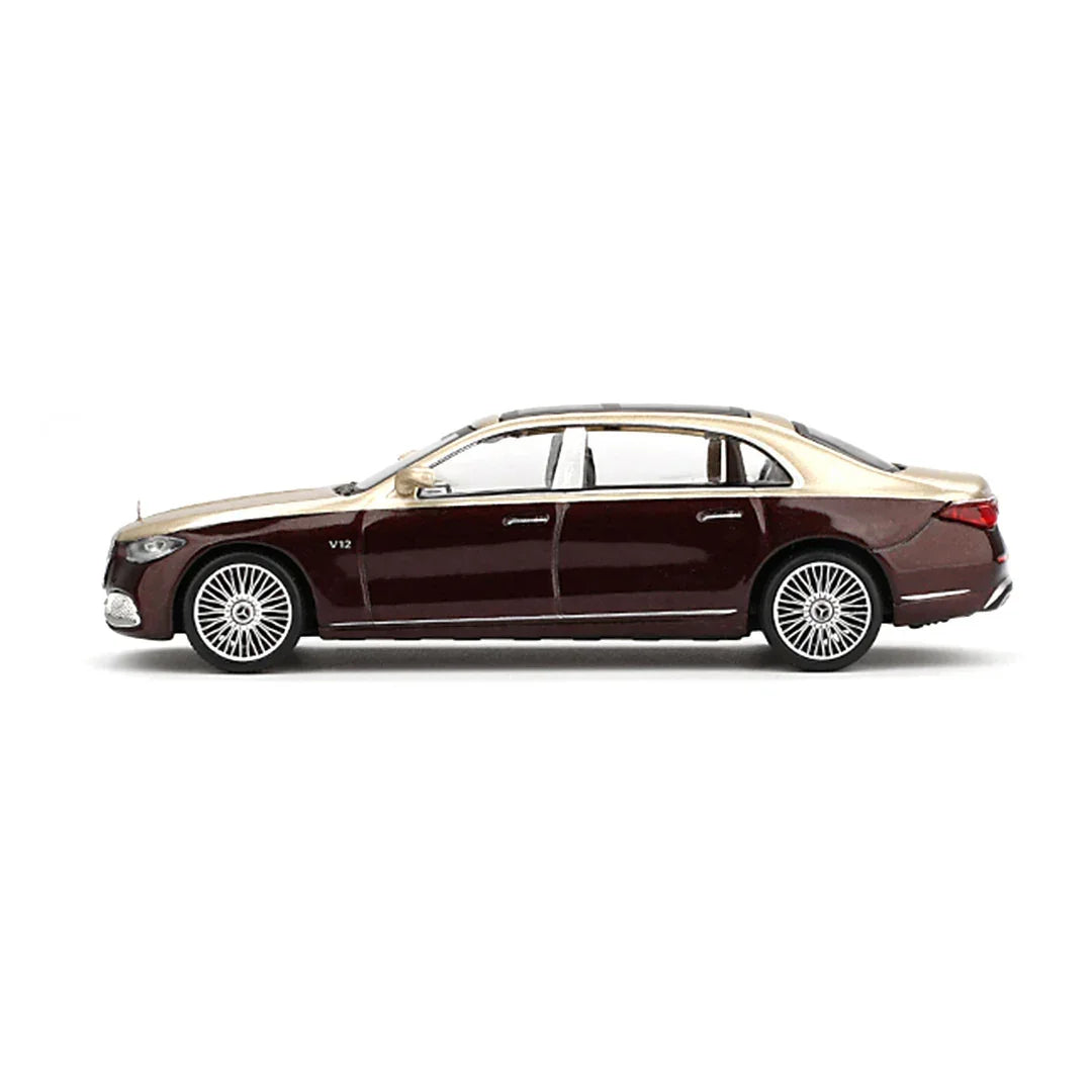MINI GT 1:64 Mercedes-Maybach S 680 – Gold / Dark Red Metallic - Jaiman Toys