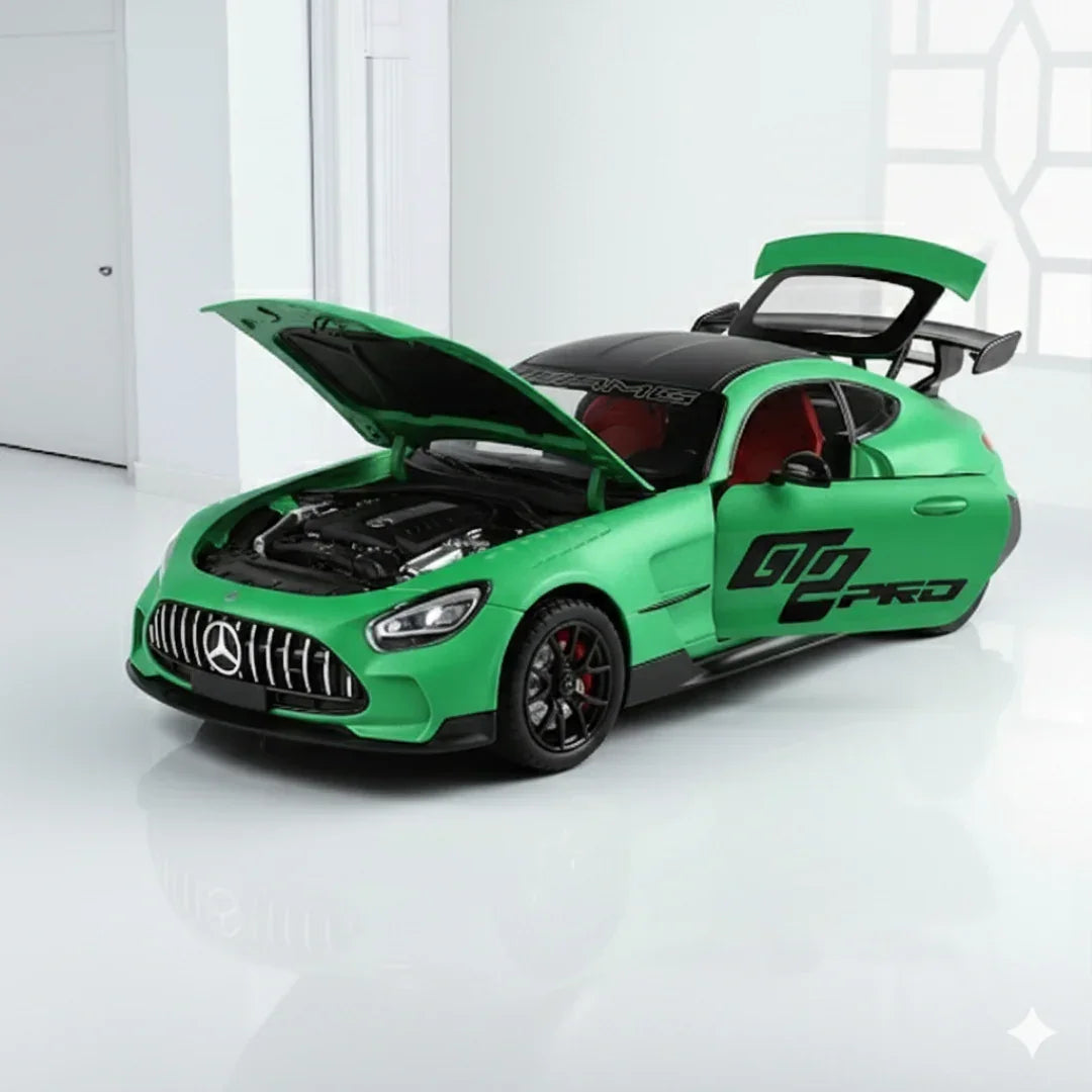 Joy Junction 1:24 Mercedes AMG GT2 PRO Die-Cast Car Model – Green Finish | Openable Doors, Pull-Back Action, Lights & Sound (JJ271) - Jaiman Toys