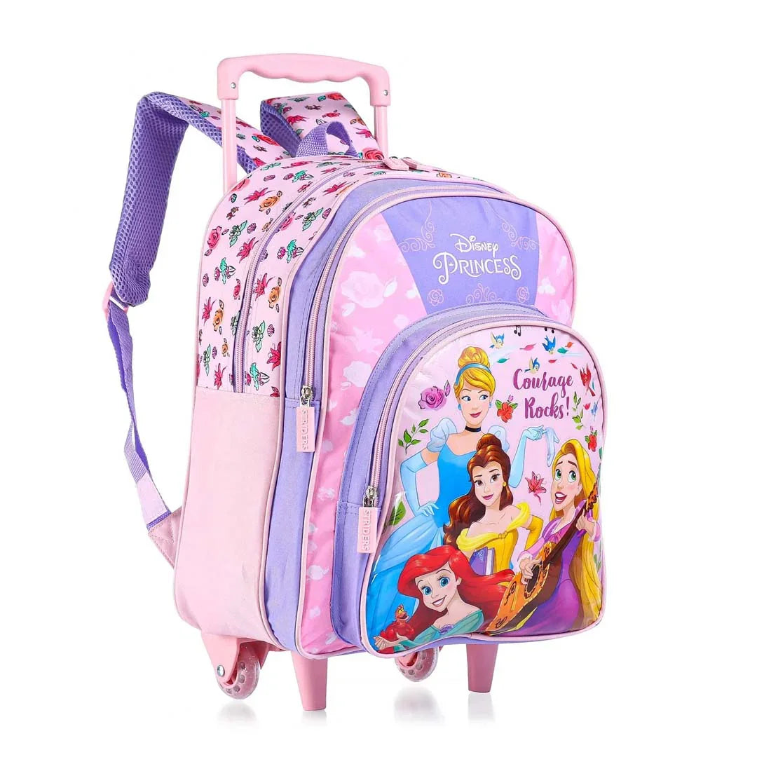 STRIDERS Disney Princess Trolley School backpack with PVC embossed Front Pocket Pink and Purple - 16 inches - Jaiman Toys