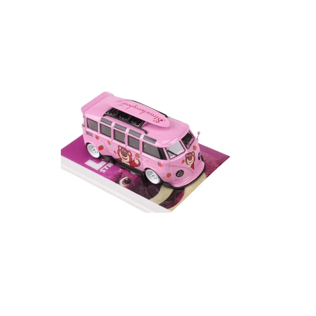 1:64 Volkswagen Bus T1 Strawberry Bear/Astro Boy Simulation Alloy Car Model - Jaiman Toys