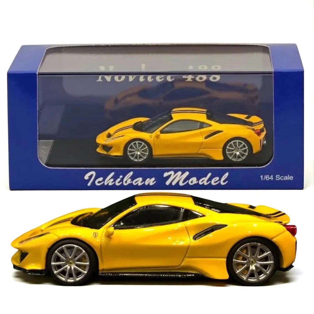 Ichiban 1:64 Model Die-Cast Model of A Yellow Novitec 488