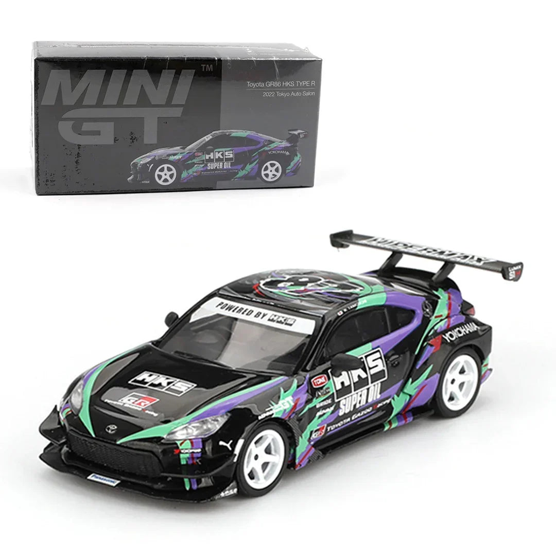 Mini GT 1:64 LB-Silhouette WORKS GT Nissan 35GT-RR Ver.2 Blue – Liberty Walk Widebody+ Toyota GR86 HKS TYPE R 2022 Tokyo Auto Salon RHD Diecast Model