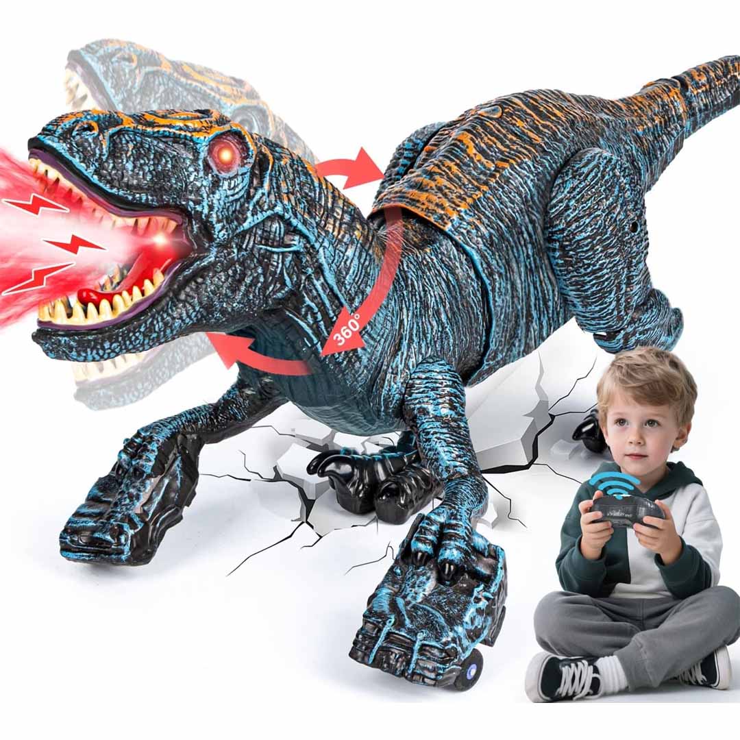 Remote Control 2.4G Tyrannosaurus Rex Dinosaur Toy with Mist Spray, LED Lights & Roaring Sound – 2.4G RC Rechargeable Steam Emitting T-Rex for Kids 3+ Years