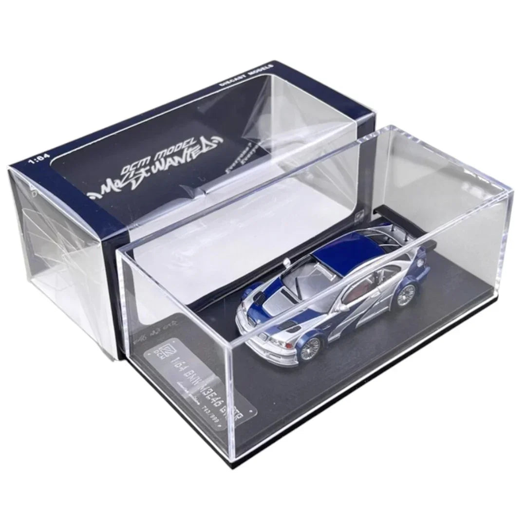 BMW M3 GTR E46 Silver And Blue Livery DCM 1:64 Diecast Car Models