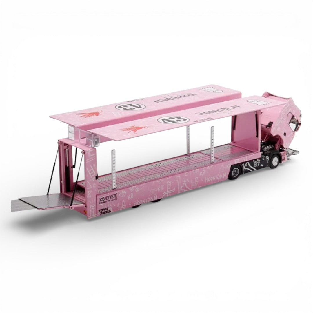 Maxwell 1:64 Scania S730 Pink Enclosed Double Deck Truck – Diecast Metal Collectible Model