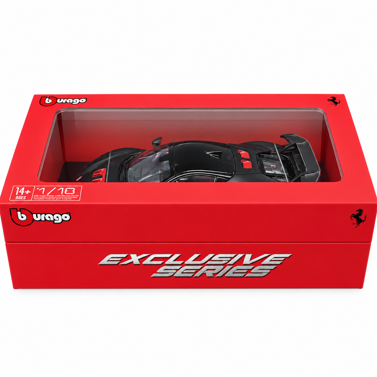 Bburago Exclusive Series Ferrari SF90 XX Stradale Black 1:18 Scale Premium Diecast Model Car with Detailed Interior, Racing Rear Wing & Collector Display Box
