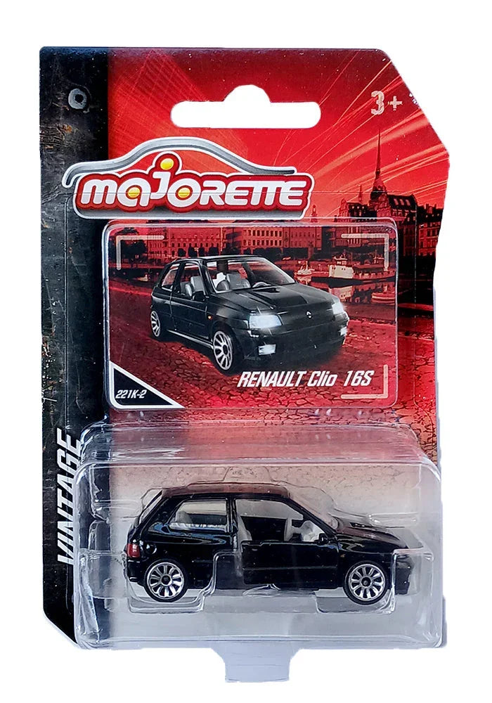Majorette 1:64 Scale Renault Clio 16S Vintage Premium Die-Cast Metal Free-Wheel Collectible Car with Opening Doors for Kids & Collectors Ages 3+ – Black