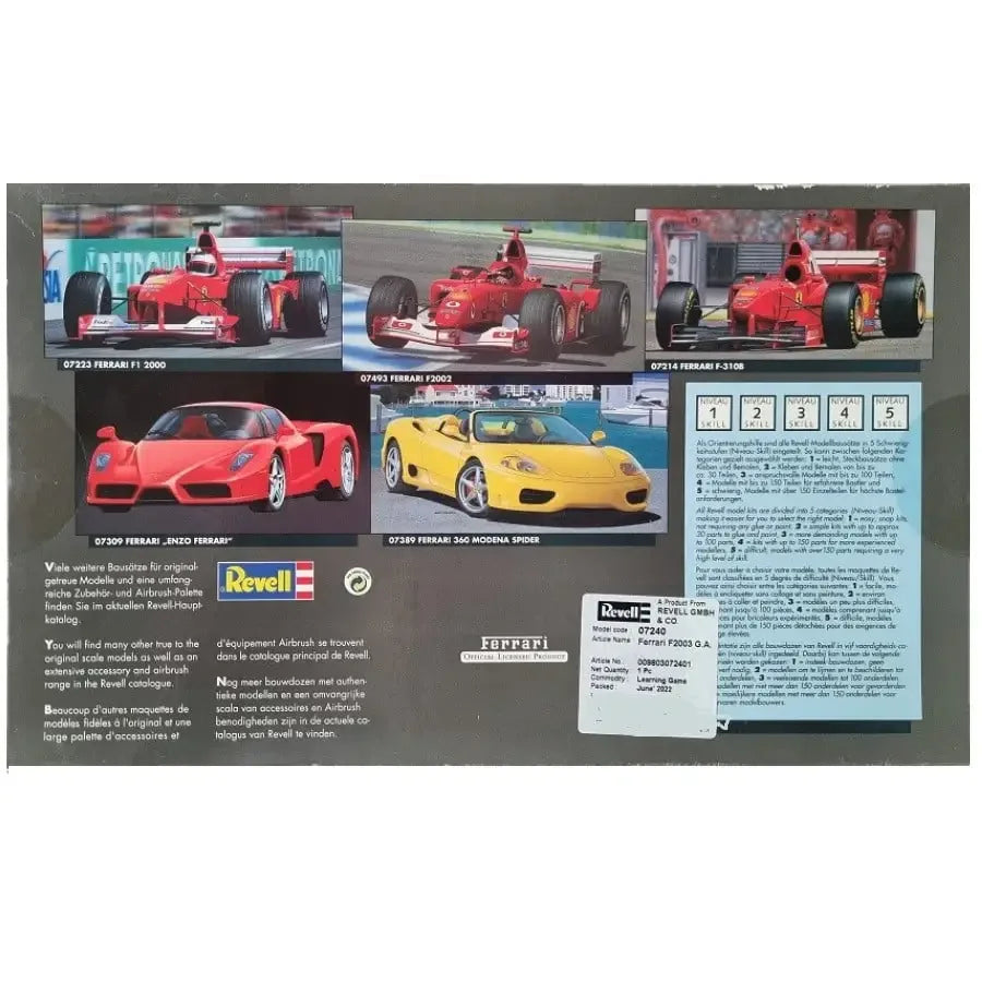 Revell Ferrari F2003-3 GA 1:24 Scale Plastic Model Kit 07240 (Officially Licensed) - Jaiman Toys