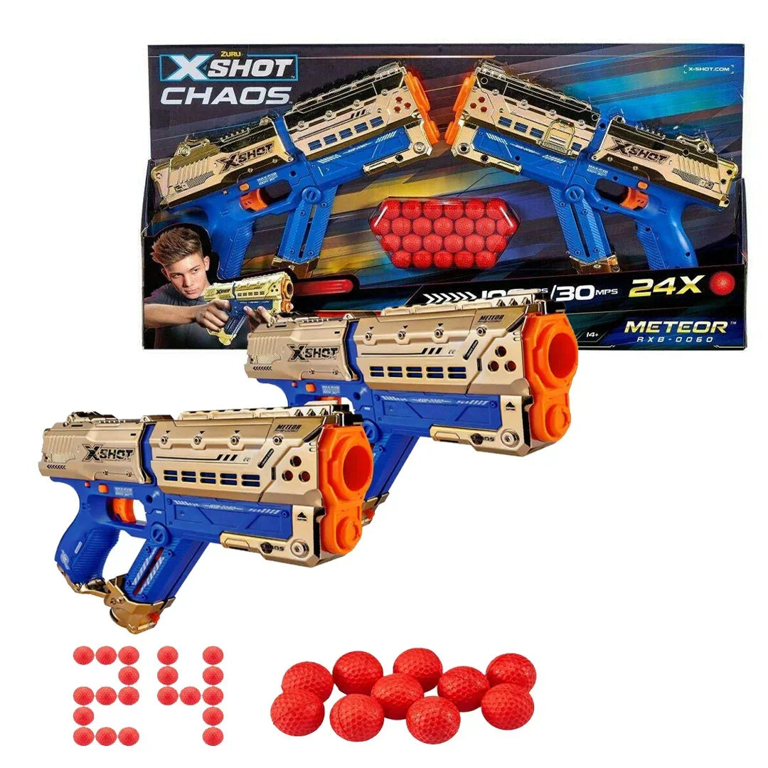 X-Shot Golden Chaos Meteor 2-Pack Foam Blaster Set – High
