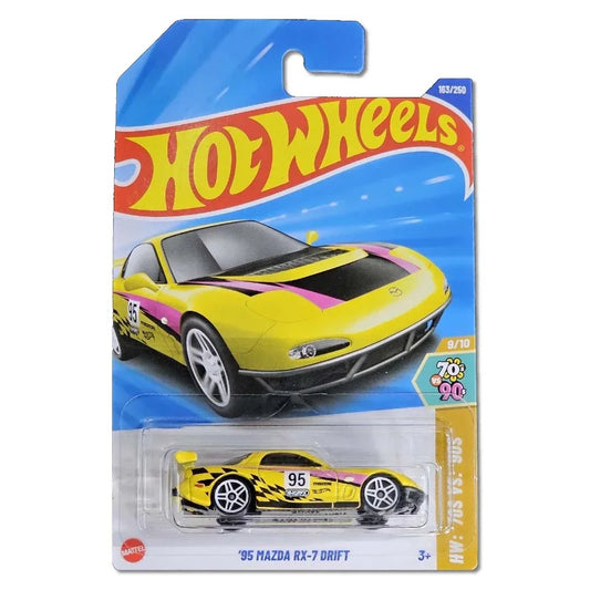 Hot Wheels 1:64 Scale 5-Car Die-Cast Set – '95 Mazda RX-7 Drift + Audi 90 Quattro + Nerve Hammer X-Raycers + '68 Camaro HW Modified + Fast Foodie Hot Wheengs
