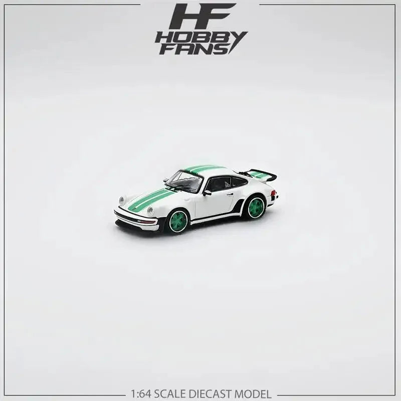 Hobby Fans 1/64 Scale Porsche 930 Singer Turbo Study White With Green Stripes Diecast Car Model - Jaiman Toys
