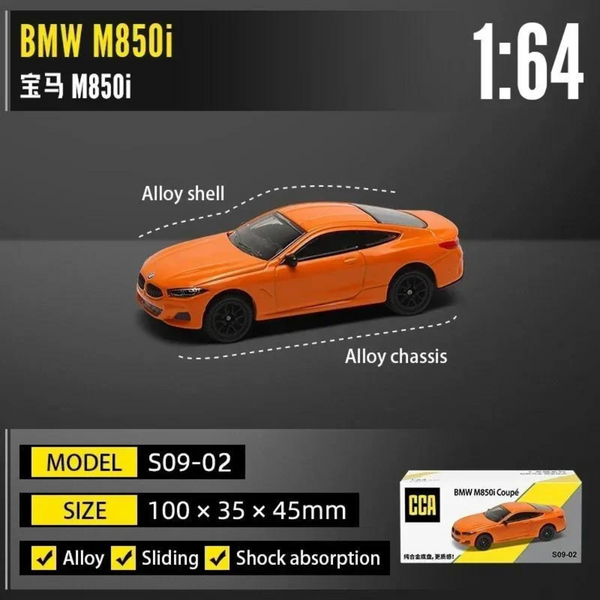 CCA 1:64 BMW M850i Coupé S09-02 Die-Cast Model Car – Orange BMW Luxury Sports Coupe Miniature | Premium Alloy Collectible Car