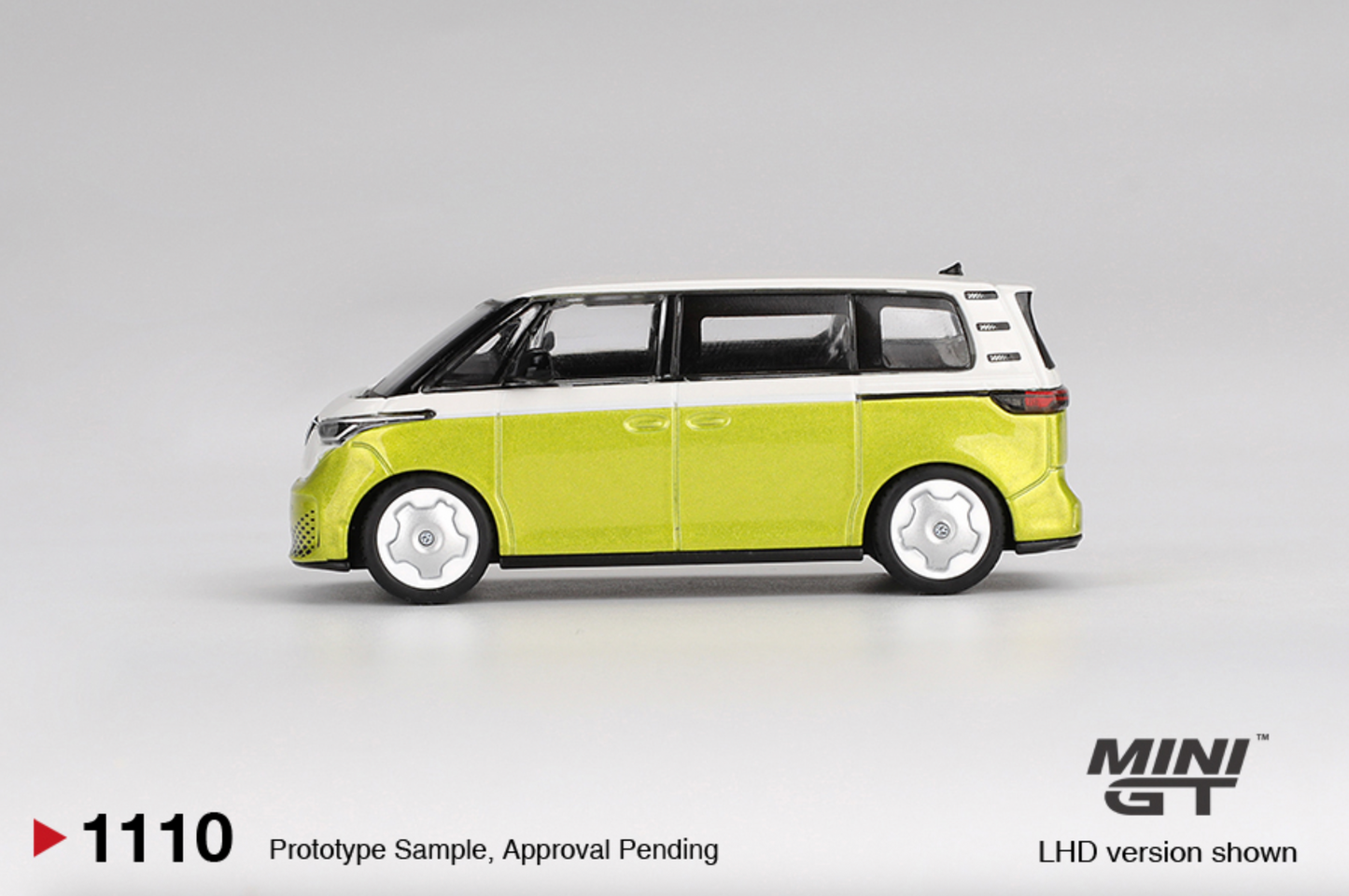 Mini GT 1:64 Volkswagen ID. Buzz Candy White & Pomelo Yellow Diecast Electric Van Model