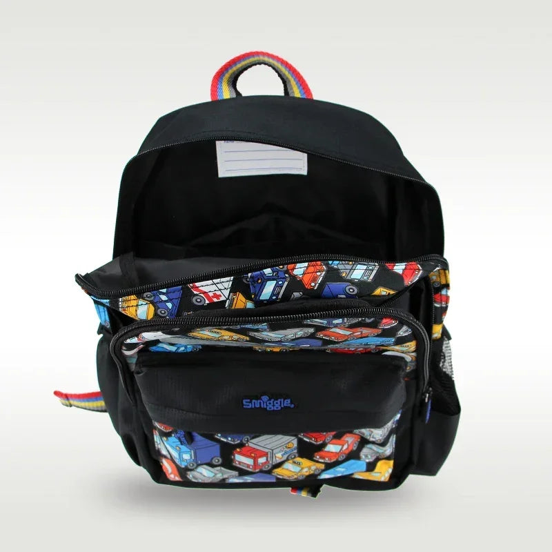 Smiggle School Bag : Cars Colorful & Stylish 14 Inch Backpack for Kids - Jaiman Toys