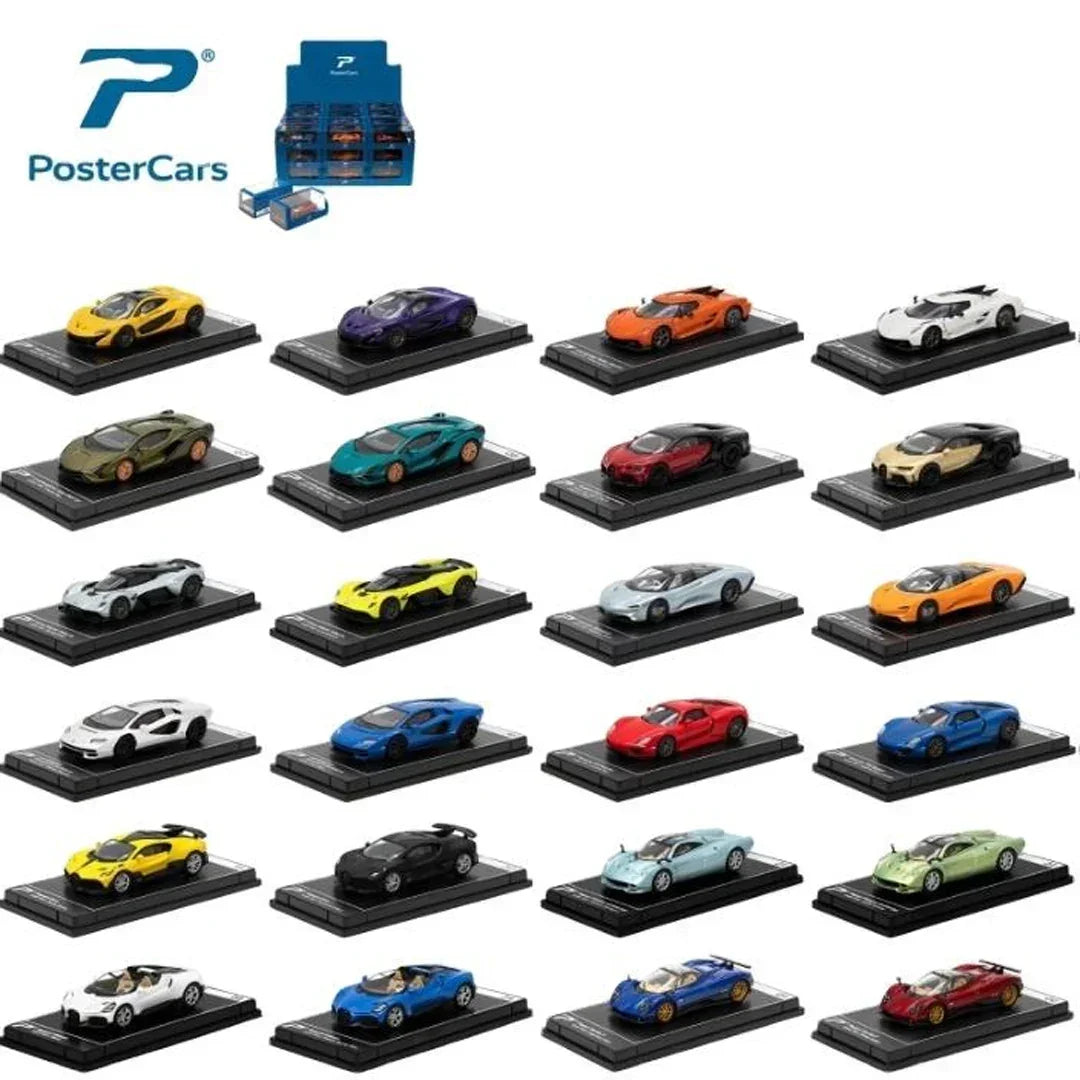 PosterCars 1:64 Hypercar League Collection – 5-Piece Diecast Model Set (Pagani Zonda F, Koenigsegg Jesko Absolut, McLaren P1)