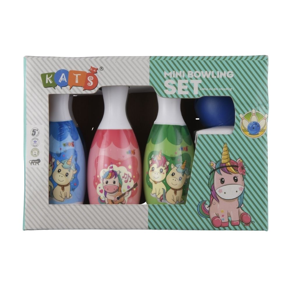 KATS Mini Bowling Set for Kids – Unicorn Theme Bowling Toy with Ball | Indoor & Outdoor Mini Bowling Game | Age 5+