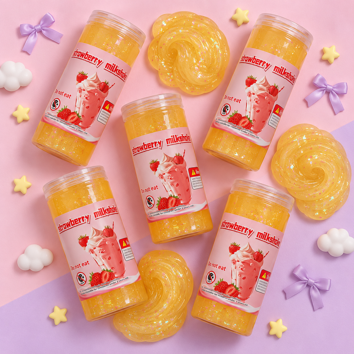 Strawberry Milkshake Glitter Slime in Resealable Jar – Sensory Play Toy, 1 Piece