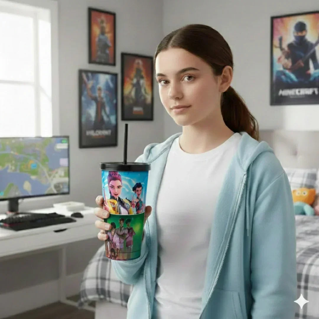 K-Pop Demon X Saja Boy 700ml Stainless Steel Tumbler Sipper Water Bottle With Straw | Leak-Resistant Travel Cup