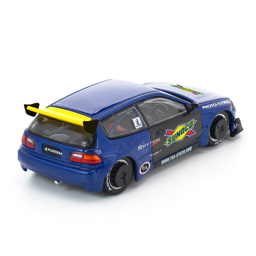 POP RACE 1:64 Pandem Civic EG6 Blue Diecast Model Car PR64-365 | Premium Collectible Scale Model | BGX