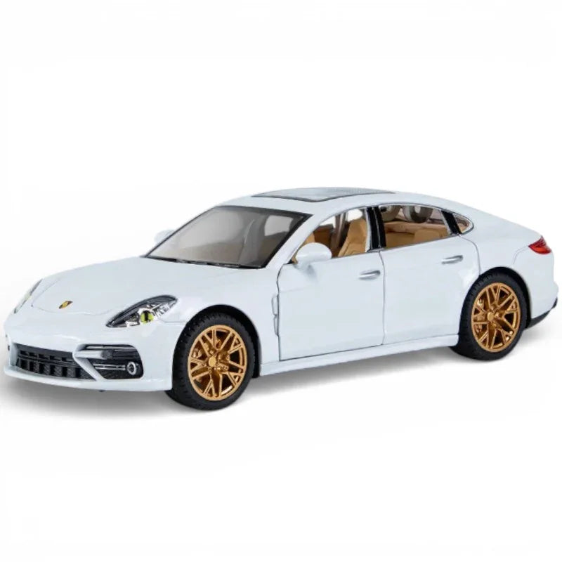 Joy Junction 1:24 Porsche Panamera Die-Cast Model Car – Alloy Metal Pull Back Toy Car with Openable Doors, Light & Music