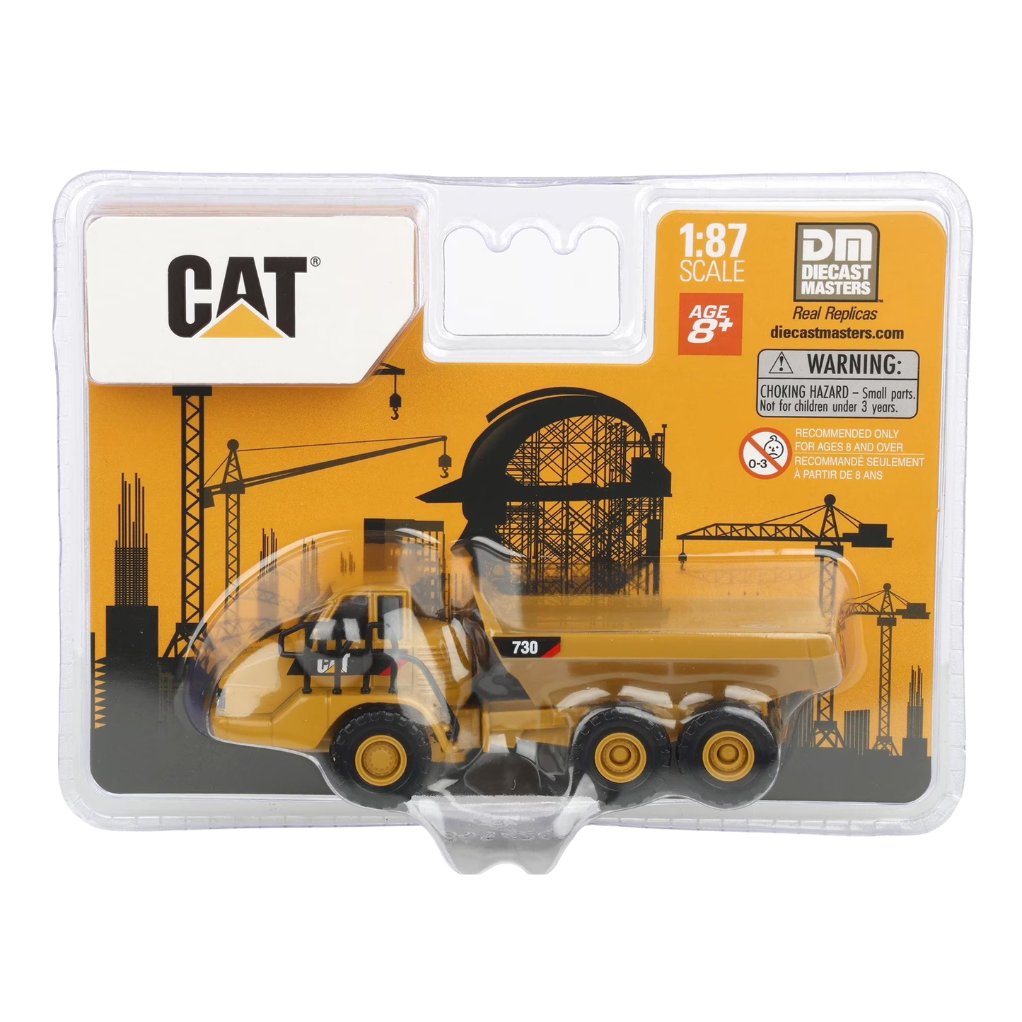 CAT Diecast Masters Real Replicas 84552CS 730 Articulated Dump Truck 1:87 Scale Die-Cast Construction Vehicle Model for Collectors, Display & Gifting – Yellow, Ages 8+