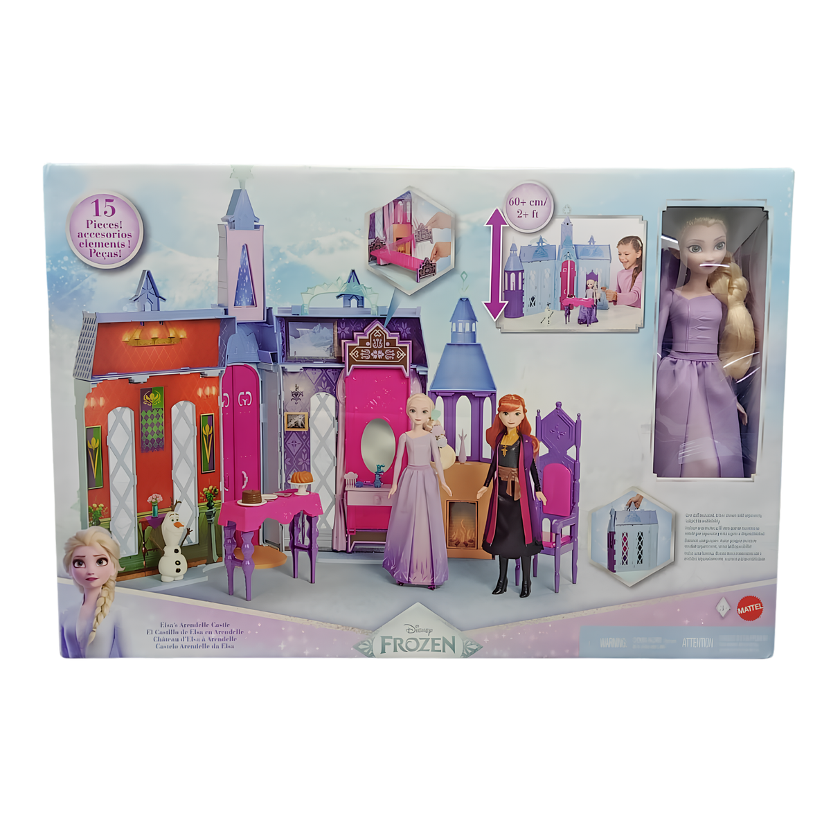 Disney Frozen 2 Elsa’s Arendelle Castle Playset with Elsa Fashion Doll, Furniture & 15 Accessories | 60+ cm Tall Foldable Dollhouse Playset for Kids Ages 3+ – Mattel