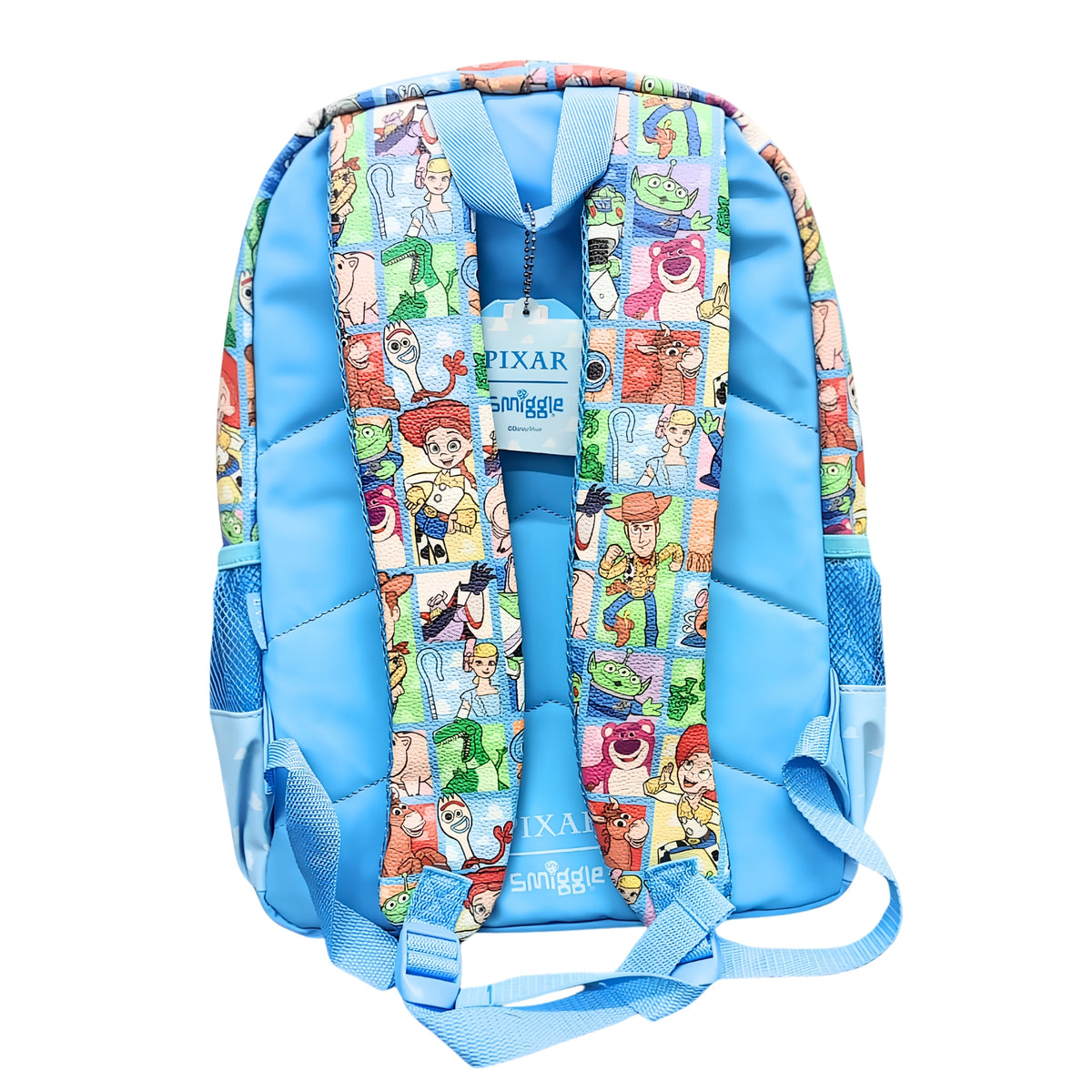 Smiggle Disney Pixar Toy Story Kids Backpack 16 Inch – Woody, Buzz Lightyear & Character Print School Bag with Multiple Zip Pockets – Blue