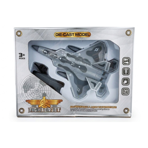 F-22 Fighter Bomber Aircraft Die-Cast Model Jet Toy with Sound | Military Army Fighter Plane for Kids | Pull Back Action Collectible Aircraft