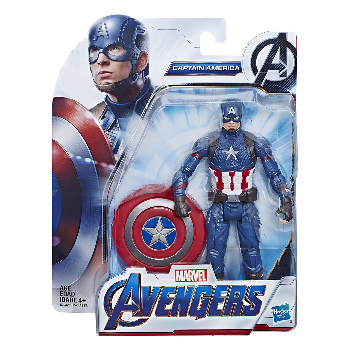 (Box Damage) Marvel Avengers Captain America Action Figure with Iconic Shield – Detailed Superhero Collectible Figure, Poseable Captain America Toy for Kids & Marvel Fans, Age 4+