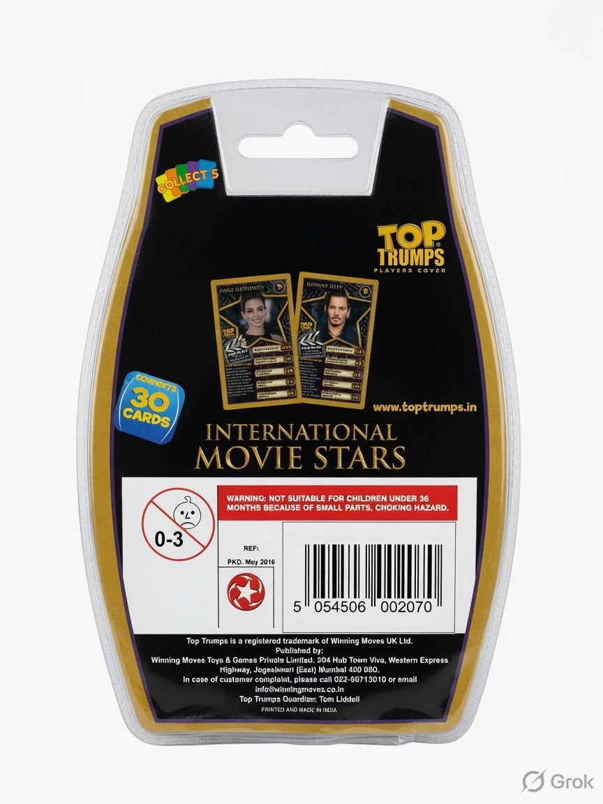 Top Trumps International Movie Stars Rare 2016 Edition – 30 Collectible Celebrity Cards