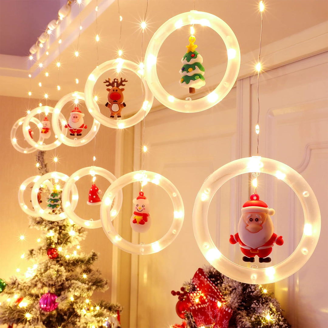 Christmas Window LED Curtain Lights 3m x 0.65m | Warm White Fairy String Lights with 8 Modes – Xmas Window & Indoor Décor