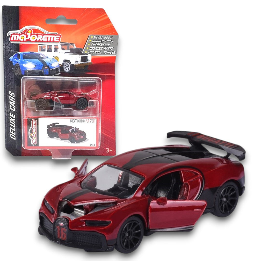 Majorette 1:64 Bugatti Chiron Pur Sport Red – Deluxe Cars Die-Cast