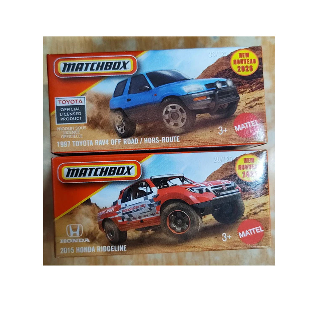 Matchbox Mainline Combo Pack of 2 Cars | 1997 Toyota RAV4 Off-Road & 2015 Honda Ridgeline | 1:64 Die-Cast | DNK70