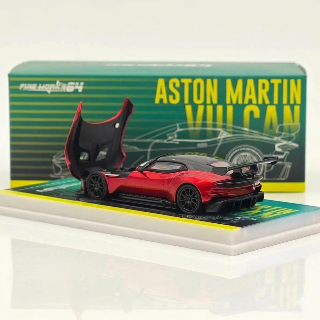 Fine Works64 1:64 Aston Martin Vulcan Red Die-Cast Model Car | Premium Hypercar Collectible