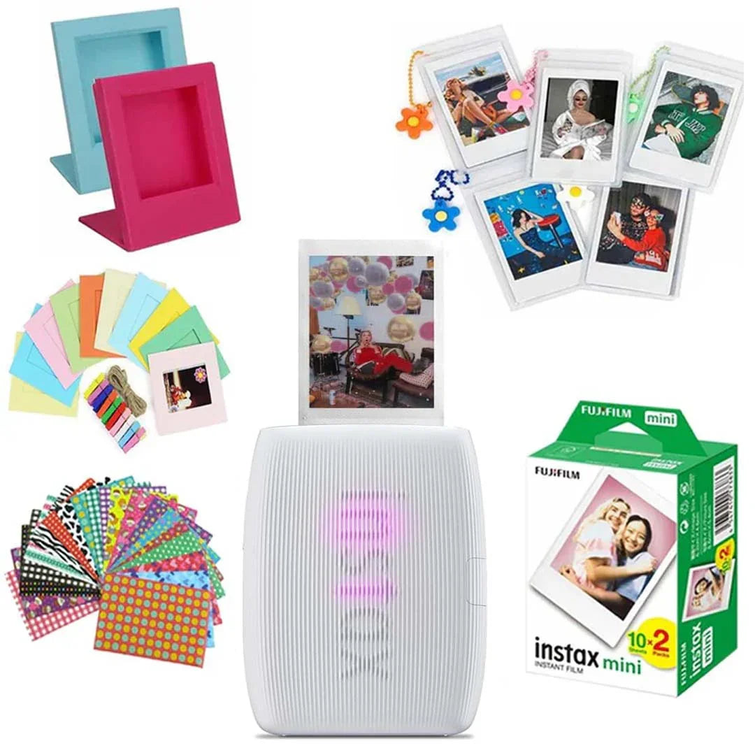 Instax Mini Link 3 Smartphone Printer Pack: Snap & Style With Fujifilm Printer, 20 Film Shots, PVC Frames, and Creative Decor! - Jaiman Toys