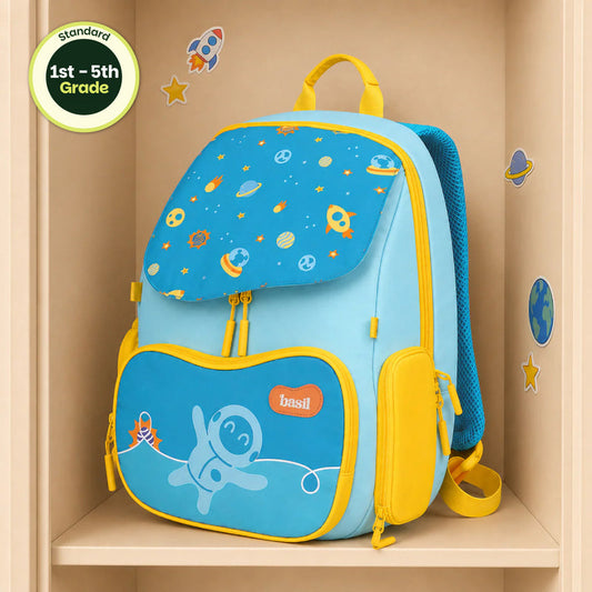 Basil Space Explorer Kids School Backpack 18–20L | 40cm School Bag with Posture Support, Wide Straps & Chest Strap